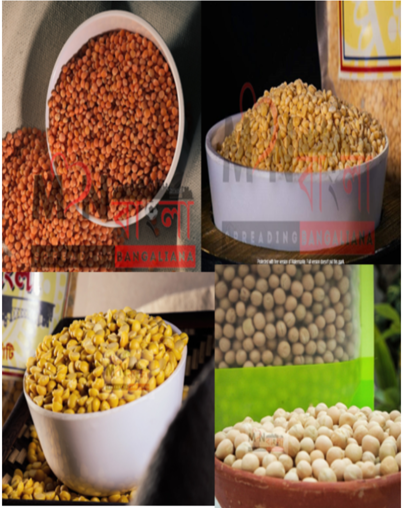 MonBangla Special Dal Combo - Sona Moong+Sona Masoor+ Matar Dal+Ghugni Matar - 1 Kg Each