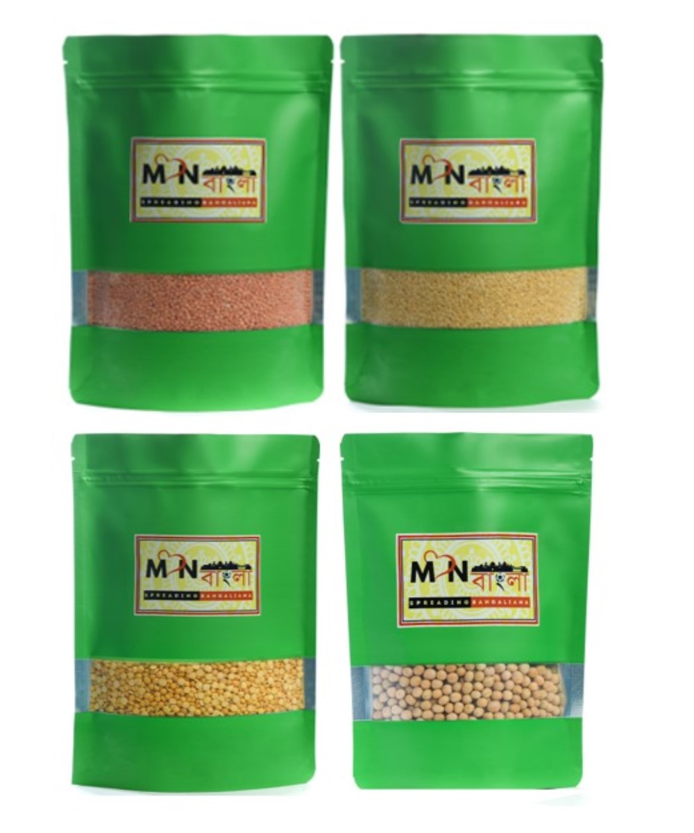 MonBangla Special Dal Combo - Sona Moong+Sona Masoor+ Matar Dal+Ghugni Matar - 1 Kg Each