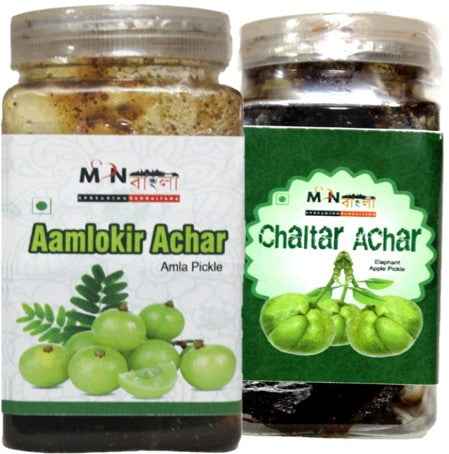 MonBangla Authentic Bengali Homemade Achar Combo- Chalta Achar (200G)+Aamloki Achar (200G)