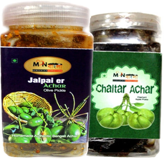 MonBangla Authentic Bengali Homemade Achar Combo-Chalta Achar (200G)+Jalpai  Achar (200G)