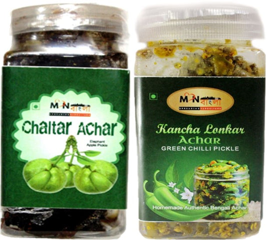 MonBangla Authentic Bengali Homemade Achar Combo-Chalta Achar (200G)+Kanchalonka r Achar (200G)