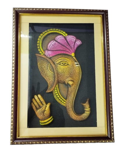 MonBangla Original Terracotta Handicraft│Ganesha Framed│Wall Hanging│ Krishnagar Mritshilpo