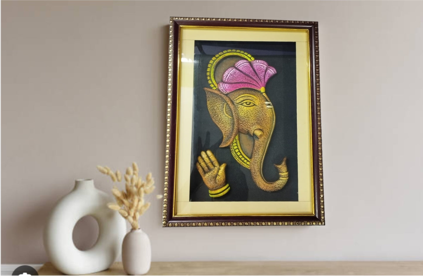 MonBangla Original Terracotta Handicraft│Ganesha Framed│Wall Hanging│ Krishnagar Mritshilpo