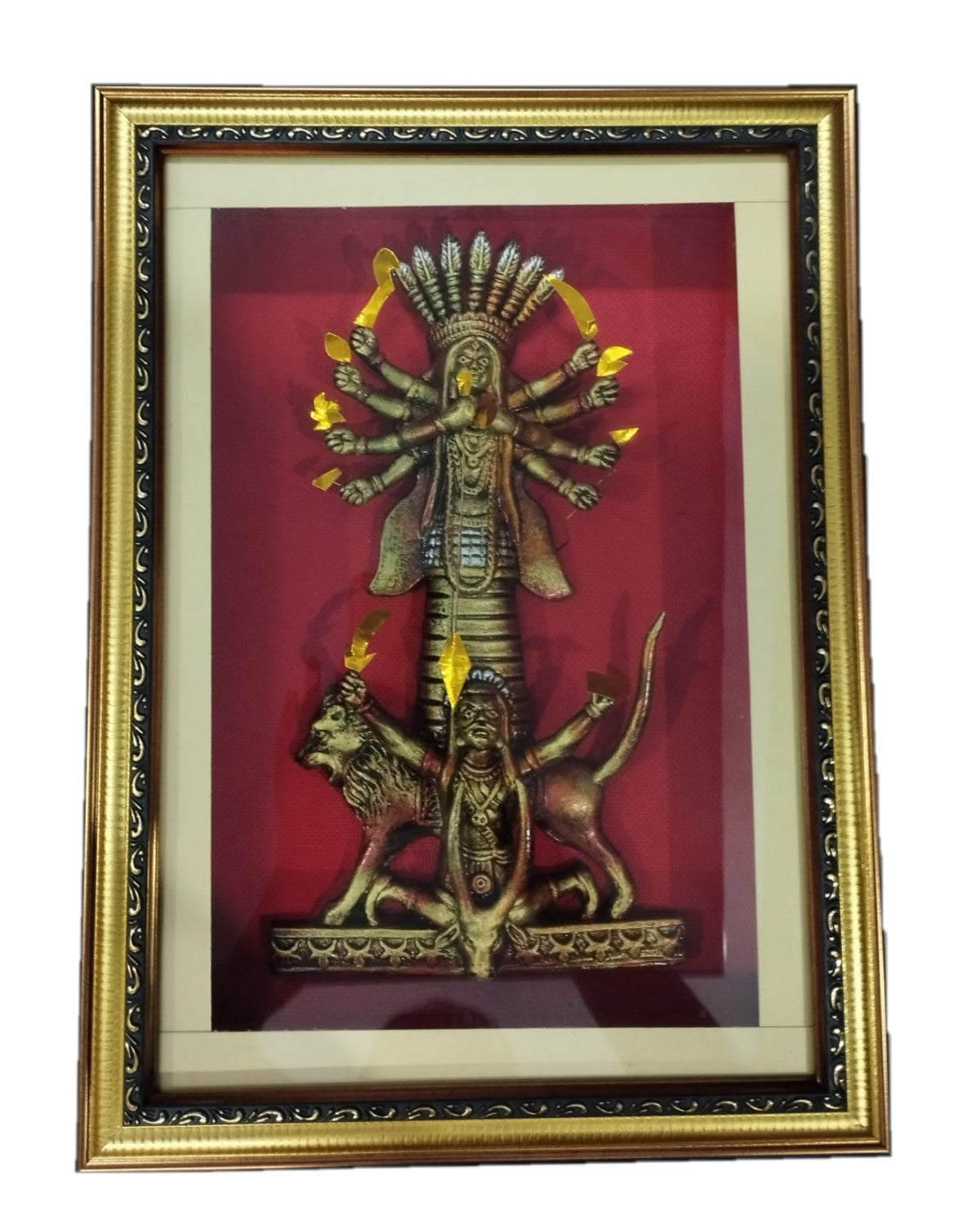 MonBangla Original Terracotta Handicraft│Naga Style Durga Framed│Picture Frame│ Krishnagar Mritshilpo