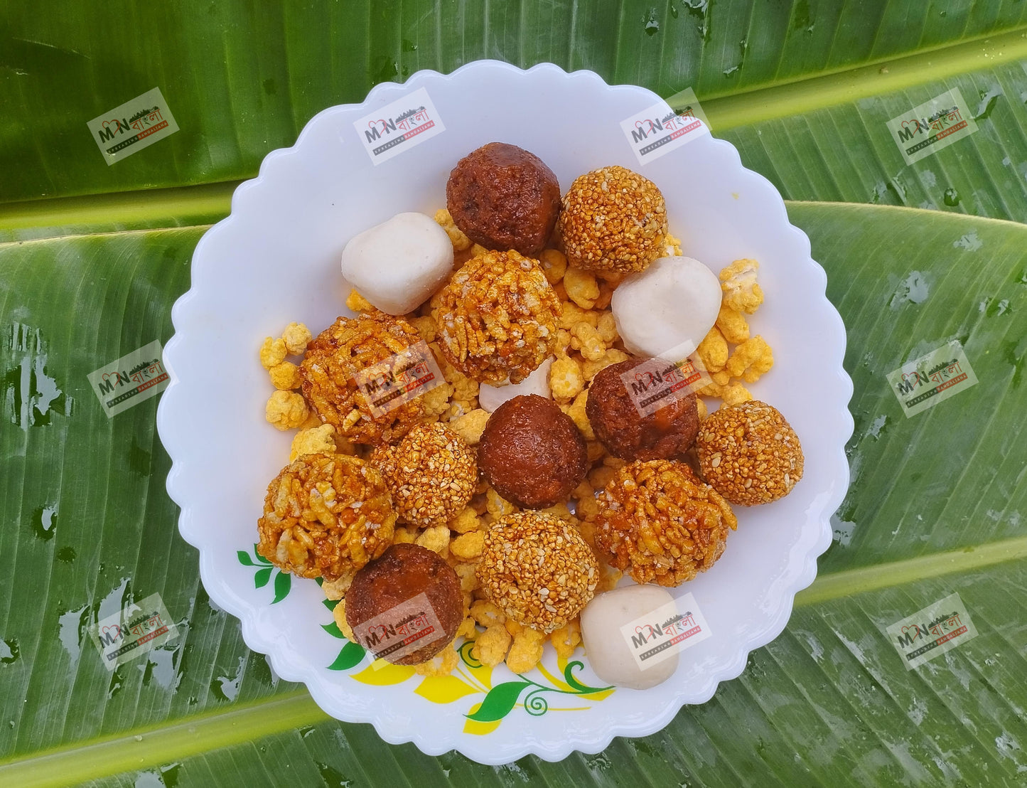 MonBangla Special Puja Prasad Combo│Narkel Naru, Til er naru, Murki, Chire er Moya & Kadma│Authentic & Home made