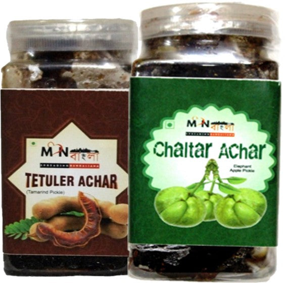 MonBangla Authentic Bengali Homemade Achar Combo-Chalta Achar (200G)+Tetul Achar (200G)