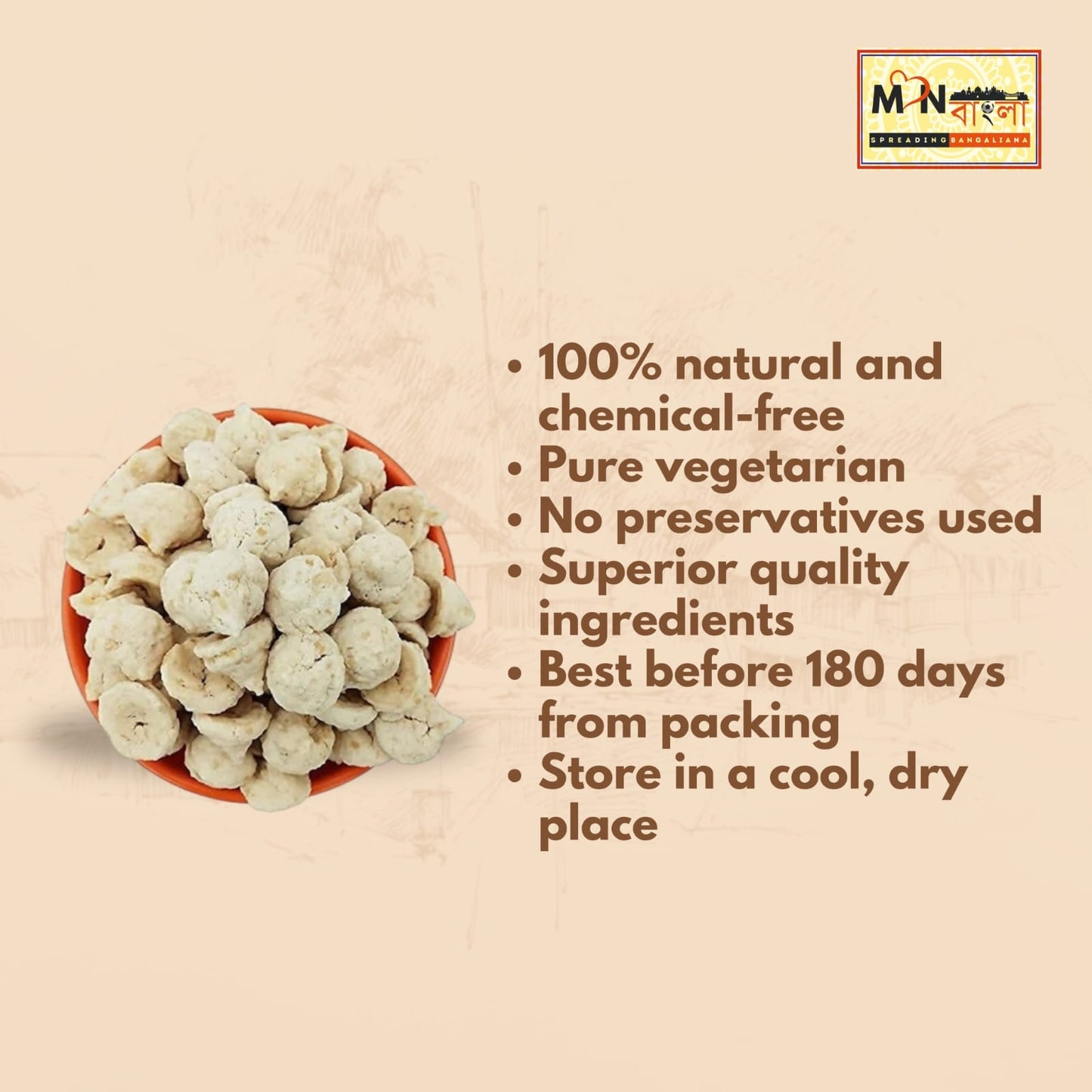 MonBangla Premium Handmade Chalkumro Bori (250g)