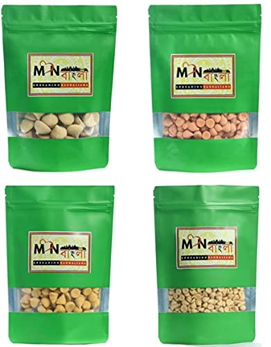 MonBangla Handmade Bori Combo (Urad/Posto/Masoor/Matar Bori, 4 x 250gms)